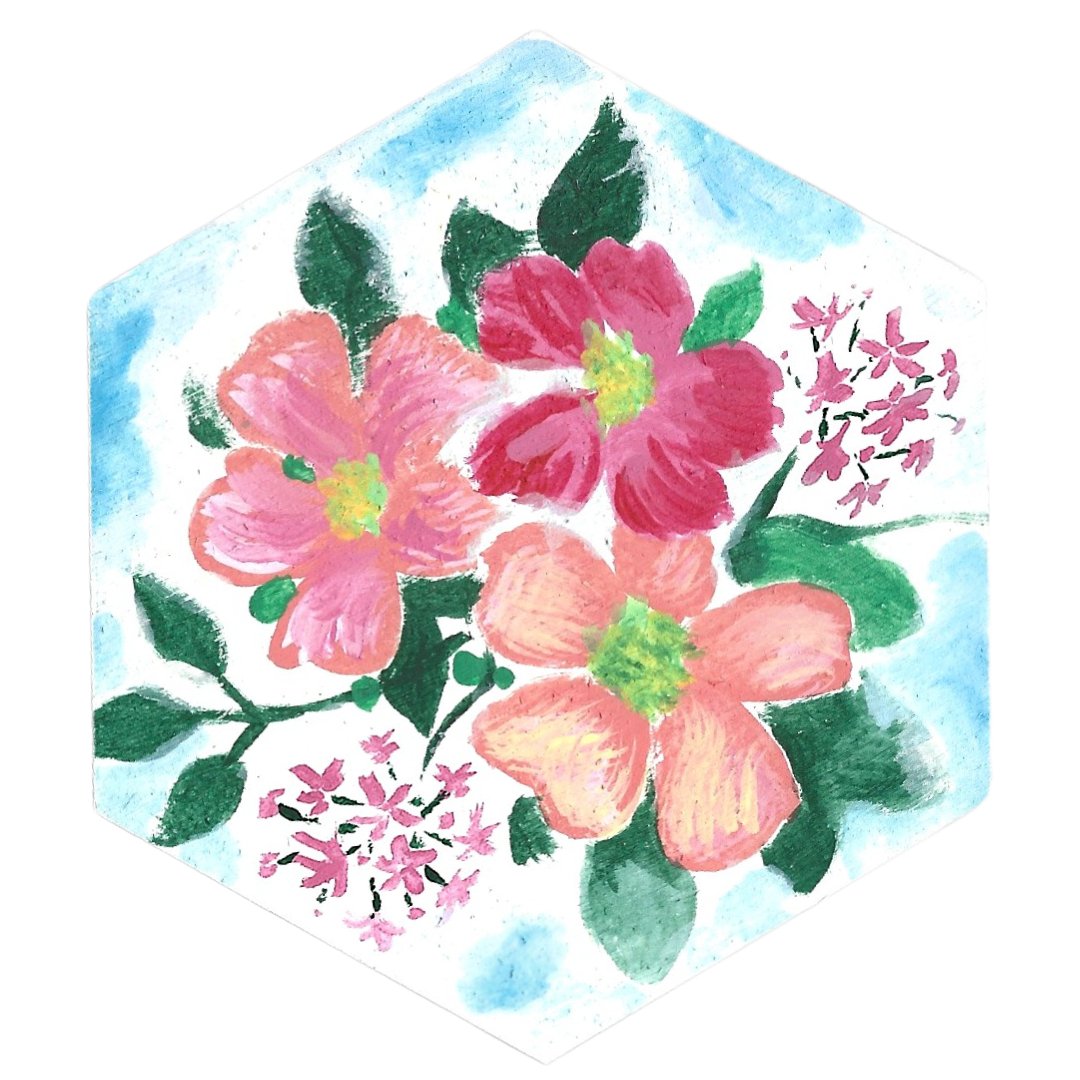 Pink Flowers Blue Sky Flower Magnet