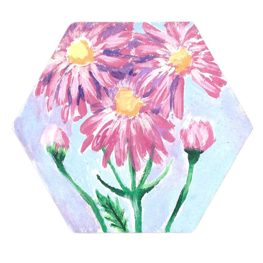 Pink Flowers & Watercolor Sky Magnet